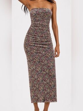 afrm mccall off the shoulder mesh maxi dress AFRM McCall Off-the-Shoulder Stretch Mesh Maxi Dress